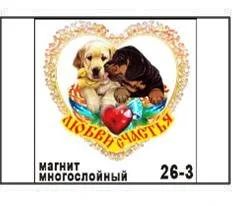 Лот: 10552035. Фото: 1. Магнит Собаки в сердце НГ18/26... Магниты сувенирные