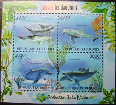 Лот: 10450422. Фото: 1. Бурунди 2012 MNH Бл дельфины. Марки