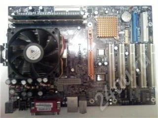 Лот: 348451. Фото: 1. мать ecs nforce3-a S754+проц sempron2500... Материнские платы