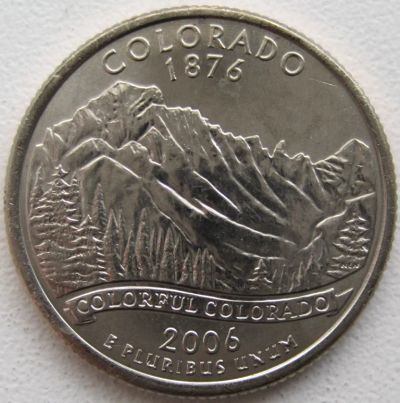 Лот: 6730559. Фото: 1. США 25 центов 2006. Колорадо... Америка