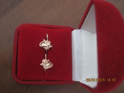 Лот: 5015935. Фото: 1. Серьги - мышки, золото 585, 2... Серьги, каффы