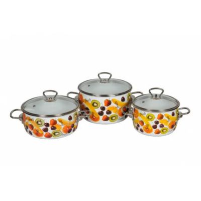 Лот: 15044943. Фото: 1. Набор из 3 пред.№13 Fruits, белосн... Кастрюли