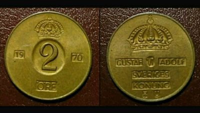 Лот: 12609162. Фото: 1. Швеция 2 эре. Другое (монеты)