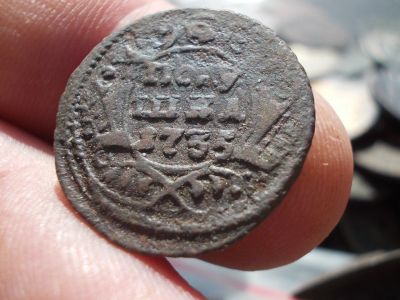Лот: 14549849. Фото: 1. Полушка 1735 года с интересным... Россия до 1917 года