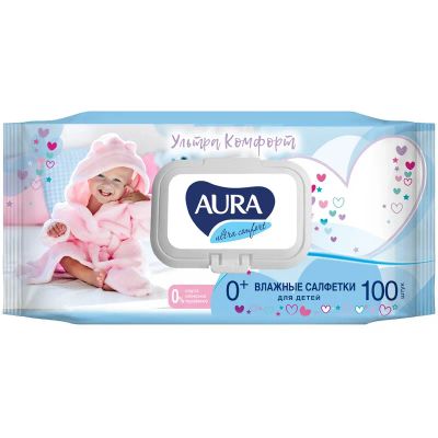 Лот: 25316314. Фото: 1. Салфетки влажные Aura "Ultra comfort... Другое (хозтовары)