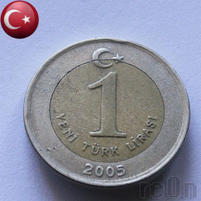 Лот: 3060420. Фото: 1. Турция 1 лира 2005 г. биметалл. Ближний восток