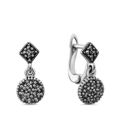 Лот: 23847186. Фото: 1. Серебряные серьги с марказитами... Серьги, каффы