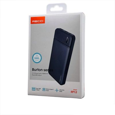 Лот: 22144619. Фото: 1. POWER BANK RECCI BURTON RP12 10000mAh... Внешние, портативные аккумуляторы для смартфонов (Power bank)