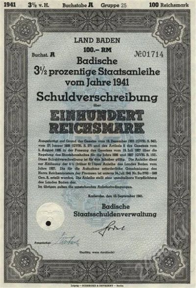 Лот: 678784. Фото: 1. Германия. 3-й Рейх. Облигация... Германия и Австрия
