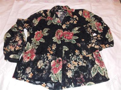 Лот: 2415480. Фото: 1. блуза черная с цветами. Блузы, рубашки, водолазки