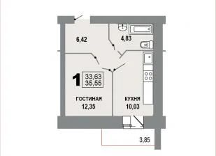 Лот: 2954679. Фото: 1. 1-комнатная квартира на Графитной. Квартиры, студии