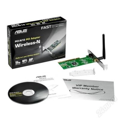 Лот: 2006045. Фото: 1. Wi-fi адаптер ASUS PCI-N10. WiFi, Bluetooth адаптеры