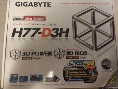 Лот: 15918046. Фото: 1. Материнская плата GigaByte H77-D3H. Материнские платы