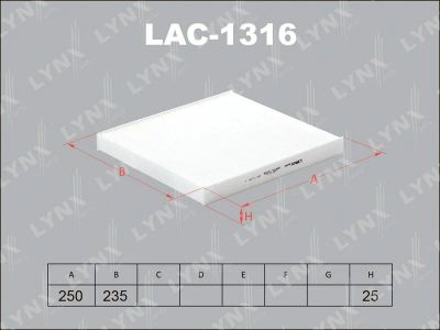 Лот: 13357016. Фото: 1. Lynx LAC-1316 Салонный фильтр. Расходные материалы