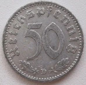 Лот: 12029939. Фото: 1. Германия 50 пфеннигов 1940 D. Германия и Австрия