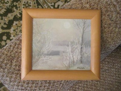 Лот: 11307509. Фото: 1. картина маслом "Зима на острове... Картины, гравюры