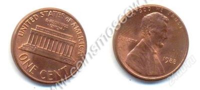 Лот: 1376739. Фото: 1. ONE CENT USA 1988. Другое (монеты)