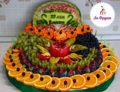 Лот: 15835029. Фото: 1. Композиция с резным арбузом №2. Другое (сувениры, подарки)