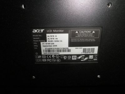Лот: 9915669. Фото: 1. Acer al1916a. ЖК-мониторы