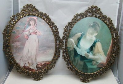 Лот: 18941083. Фото: 1. Рамки большие винтажные с репродукциями... Другое (антиквариат)