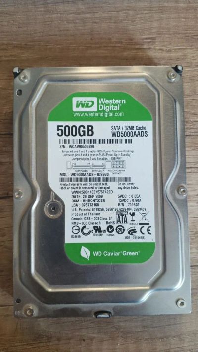 Лот: 24839830. Фото: 1. HDD WD 500Gb WD5000AADS. Жёсткие диски (HDD)