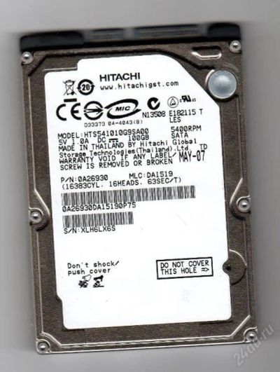 Лот: 52298. Фото: 1. Винчестер 2,5 100GB HITACHI HTS541010G9SA00... Красноярск