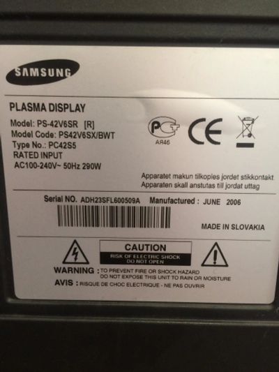 Лот: 11240502. Фото: 1. Плазменный телевизор Samsung. Телевизоры
