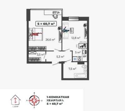Лот: 21109557. Фото: 1. Продажа Квартира Абакан, Авиаторов... Квартиры, студии