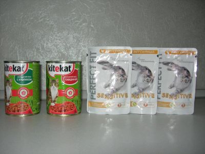 Лот: 5190497. Фото: 1. Корм для кошек Kitekat 2 банки... Корма