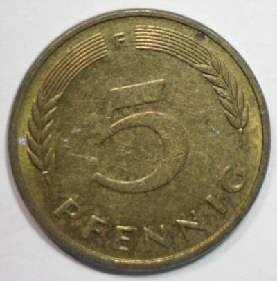 Лот: 8928660. Фото: 1. 5 пфеннигов 1996 год. F. Германия... Европа