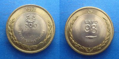 Лот: 16030115. Фото: 1. Португалия 200 эскудо 1998 Экспо98... Европа