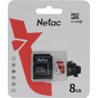 Лот: 24948580. Фото: 1. Карта памяти MicroSDHC 8Gb Netac... Карты памяти