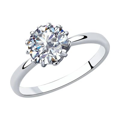 Лот: 23789083. Фото: 1. Серебряное кольцо с фианитом и... Кольца, перстни