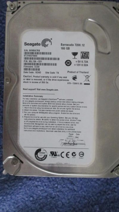 Лот: 8649887. Фото: 1. Жесткий диск HDD 160GB sata. Фирма... Жёсткие диски (HDD)