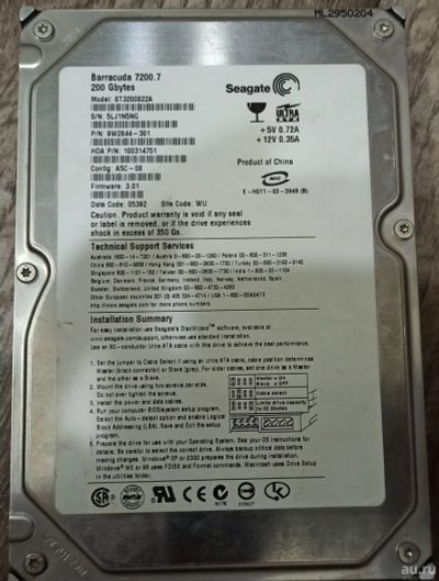 Лот: 17540105. Фото: 1. Жёсткий диск 200 GB IDE Seagate... Жёсткие диски