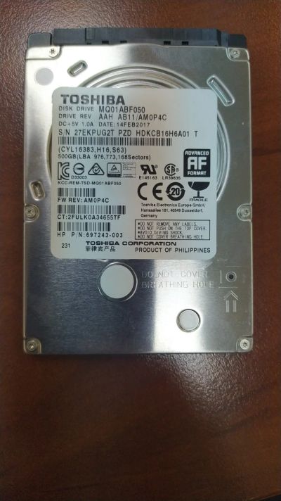 Лот: 17270421. Фото: 1. Жесткий диск Toshiba MQ01ABF050... Жёсткие диски (HDD)