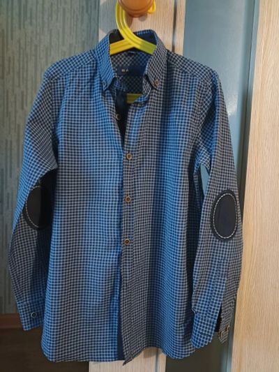 Лот: 19352647. Фото: 1. Рубашка в клетку хлопок. Рубашки, блузки, водолазки