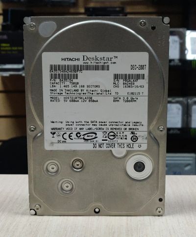 Лот: 19705900. Фото: 1. HDD 750Гб/Hitachi/3,5''/7200об... Жёсткие диски (HDD)