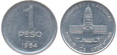 Лот: 5220622. Фото: 1. 1 песо Аргентина 1984г. Америка