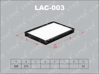 Лот: 13356818. Фото: 1. Lynx LAC-003 Салонный фильтр. Расходные материалы