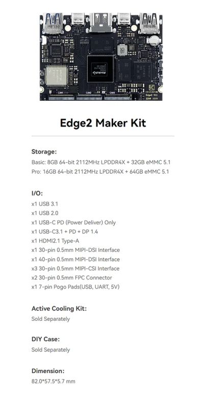 Лот: 20909270. Фото: 1. Khadas Edge2 Maker Kit RK3588S. Комплекты запчастей