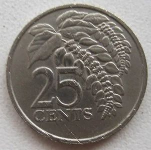 Лот: 12108034. Фото: 1. Тринидад и Тобаго 25 центов 1984. Америка