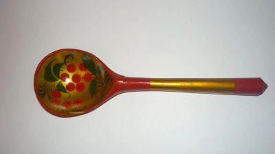 Лот: 4969390. Фото: 1. Деревянная ложка с росписью. Столовые приборы, ножи