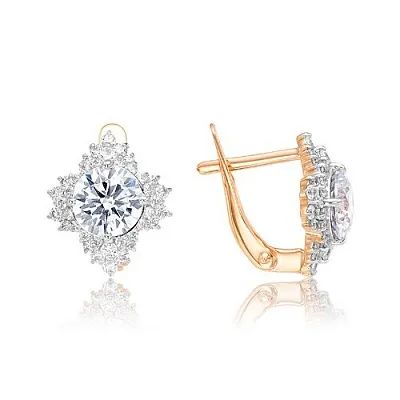 Лот: 23877503. Фото: 1. Серьги TALANT из золота с фианитами. Серьги, каффы