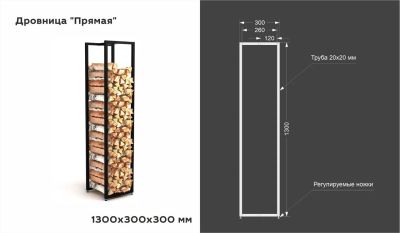 Лот: 18564427. Фото: 1. Дровница "Прямая" 1300*300*300мм... Другое (срубы и конструкции)