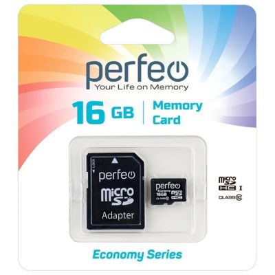 Лот: 24948921. Фото: 1. Карта памяти MicroSDHC 16Gb Perfeo... Карты памяти