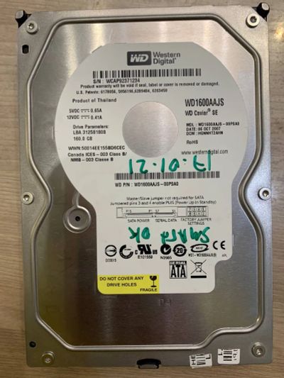 Лот: 17128428. Фото: 1. Жесткий диск WD WD1600AAJS-00PS... Жёсткие диски (HDD)