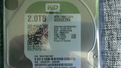 Лот: 5565117. Фото: 1. Жесткий диск WD Caviar Green 2... Жёсткие диски (HDD)
