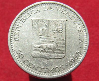 Лот: 14552776. Фото: 1. Венесуэла 50 сентимо, 1965г. Остальные страны