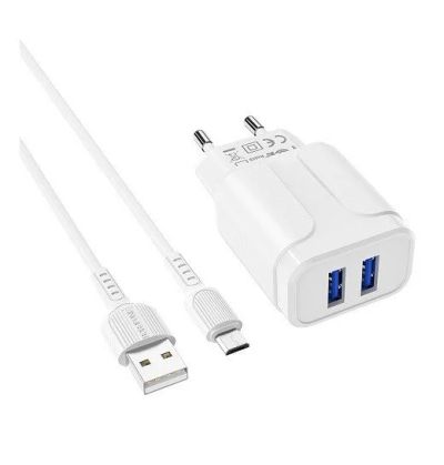 Лот: 16175883. Фото: 1. СЗУ Borofone + кабель microUSB... Зарядные устройства, блоки питания, адаптеры сетевые для смартфонов
